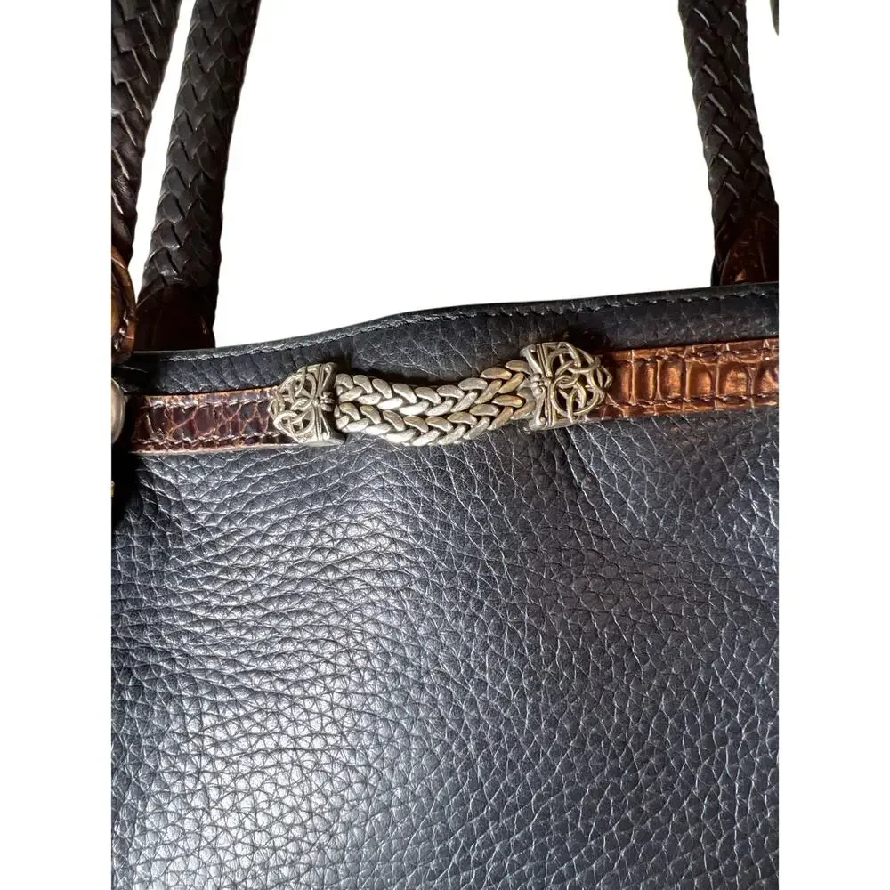 Brighton Classic Brown Croc and Black shoulder bag